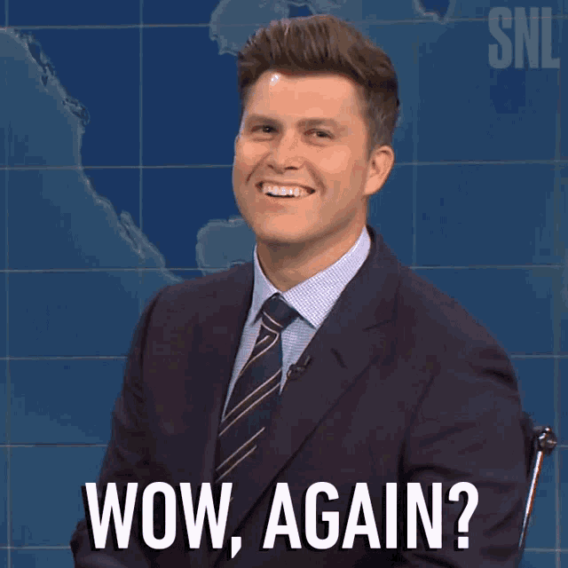 Wow Again Colin Jost GIF