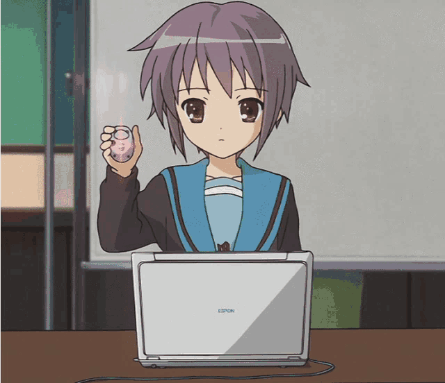 Yuki Nagato Mouse Wave GIF
